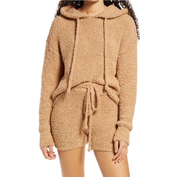 Lulus Tops - Lulus Cozy Teddy Hoodie In Camel